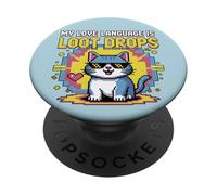 My Gaming Language Is Loot Drops Cat Gamer Cool Design PopSockets Adhesive PopGrip