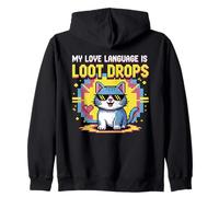 My Gaming Language Is Loot Drops Cat Gamer Cool Design Zip Hoodie