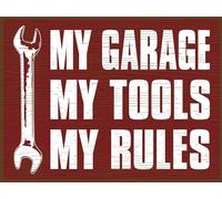 My Garage My Tools My Rules RETRO METAL TIN WALL PLAQUE SIGN NOVELTY GIFT Home bar shed man cave (150MM X 200MM (6" X 8") (8" x 6") (8" x 6")