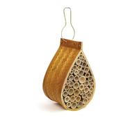 My Garden Bamboo Hanging Bee House For Wild Bees & Butterflies - Natural Bamboo Insect Hotel With Hanging Hook - Small Bug House Includes Bug Chart
