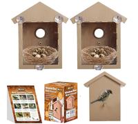 My Garden Bird Nesting Box with Suction Cups 2Pack - 19x11x22cm Weather Resistant Birds Houses for Garden - Nest Box for Small Birds Robins, Blue Tits & Sparrows - Window Bird Box for Gardens UK