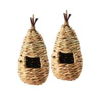 My Garden Bird Nesting House Straw Hanging Roosting Pouch For Wild Birds Hanging Birdhouse Natural Woven Hut Pouch Ideal Home Garden Outdoor Decoration Wild Bird Nesting Boxes (2Pack)