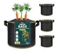 My Garden Grow Bags 10 Litre Fabric Planter Pots with Handles 320g Thickened Nonwoven Breathable Growing Bags for Vegetables, Herbs, Flowers, Tomatoes, Potatoes & Fruits (4, 10 Litres)