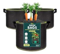 My Garden Grow Bags 20 Litre - Fabric Planter Pots with Handles - 320g Thickened Nonwoven Breathable Growing Bags for Vegetables, Herbs, Flowers, Tomatoes, Potatoes & Fruits (3, 20 Litres)