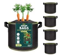 My Garden Grow Bags 25 Litre - Fabric Planter Pots with Handles - 320g Thickened Nonwoven Breathable Growing Bags for Vegetables, Herbs, Flowers, Tomatoes, Potatoes & Fruits (5, 25 Litres)