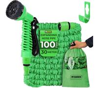 My Garden Hose Pipe Expandable 100Ft Anti-Tangle Flexible Hosepipe Includes Hanging Hook Carry Bag Multi-Function Spray Gun with 8 Spray Functions Fittings Indoor & Outdoor Use