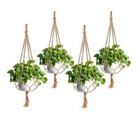 MY Garden Macrame Plant Hanger 4Pack Jute Plant Holder for Indoor Plants Handmade Jute Rope Boho Style Planter Basket Flower Pot Holder for Patio Deck Ceiling Wall Decorations