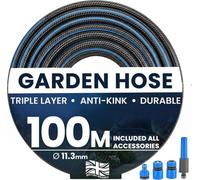 My Garden Outdoor Living Garden Hose Pipe 100M Pvc Hosepipe 11.3mm Dia Durable Triple Layer Water Hose With Connectors Spray Nozzle