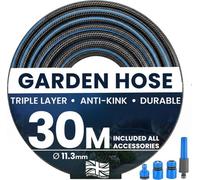 My Garden Outdoor Living Garden Hose Pipe 30M Pvc Hosepipe 11.3mm Dia Durable Triple Layer Water Hose With Connectors Spray Nozzle