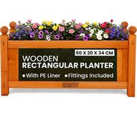 My Garden Outdoor Living Wooden Planter Rectangular 60Cm Heavy Duty Light Weight Large Wooden Raised Bed Planter For Garden Patios & Decking Plant Box