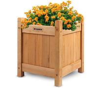 My Garden Wooden Square Garden Planter With PE Liner Heavy Duty Light Weight Planter Pot Decking Wooden Planting Box Easy To Assemble Ideal For Plants Shrubs Flowers