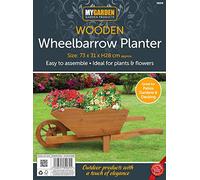 My Garden Wooden Wheelbarrow Planter - Rustic Finish Wooden Garden Ornament - Heavy Duty Wheelbarrow Decorative Garden Planter