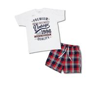 My Generation Gifts 1996 Premium Vintage Year - Aged To Perfection - 30th Birthday Gift | Present Mens Pyjama Set Red Tartan Shorts M