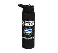 My Girlfriend is Greek Nothing Scares Me - Greece Heart Stainless Steel Insulated Water Bottle