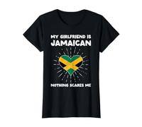 My Girlfriend is Jamaican Nothing Scares Me - Jamaica Heart Value Graphic T-Shirt, Women, Black, M