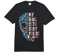 My Goal is to Deny Yours Funny Ice Hockey Goalie USA Flag Comfort Colors Adult Heavyweight T-Shirt