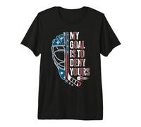 My Goal is to Deny Yours Funny Ice Hockey Goalie USA Flag Premium T-Shirt