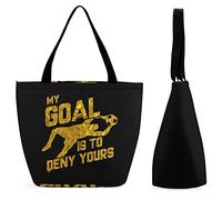 My Goal is to Deny Yours Soccer Reusable Large Shopping Handbag Personalized Print Tote Bag for Women