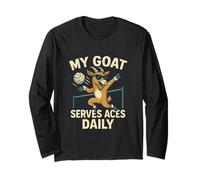My Goat Serves Aces Funny Volleyball Design Long Sleeve T-Shirt