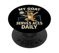 My Goat Serves Aces Funny Volleyball Design PopSockets Adhesive PopGrip