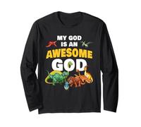 My GOD is an Awesome GOD - Christian Faith Kids Dinosaur Long Sleeve T-Shirt