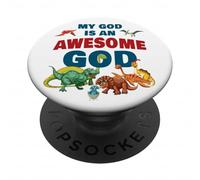 My GOD is an Awesome GOD - Christian Faith Kids Dinosaur PopSockets Adhesive PopGrip