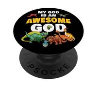 My GOD is an Awesome GOD - Christian Faith Kids Dinosaur PopSockets Adhesive PopGrip