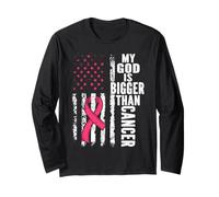 My God is Bigger Than Cancer Breast Cute Pink Ribbon Jesus Long Sleeve T-Shirt