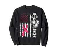 My God Is Bigger Than Cancer Breast Cute Pink Ribbon Jesus Sweatshirt