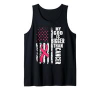 My God is Bigger Than Cancer Breast Cute Pink Ribbon Jesus Tank Top