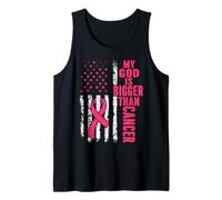 My God is Bigger Than Cancer Breast Cute Pink Ribbon Jesus Tank Top
