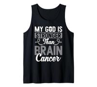 My God is Stronger Than Brain Cancer Awareness Warrior Tank Top