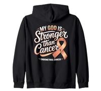 My God Is Stronger Than Cancer Endometrial Faith Zip Hoodie