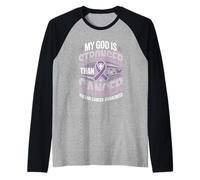My God is Stronger Than Cancer Vulvar Cancer Awareness Faith Raglan Baseball Tee