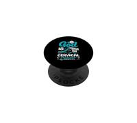 My God Is Stronger Than Cervical Cancer Awareness Teal PopSockets Adhesive PopGrip
