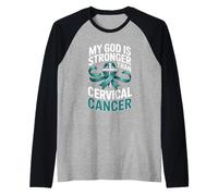 My God is Stronger Than Cervical Cancer Hope Raglan Baseball Tee