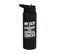 My God is Stronger Than Cervical Cancer Stainless Steel Insulated Water Bottle