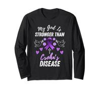 My, God, is Stronger Than Crohns Disease Warrior Awareness Long Sleeve T-Shirt