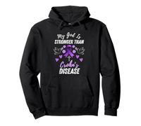 My, God, Is Stronger Than Crohns Disease Warrior Awareness Pullover Hoodie