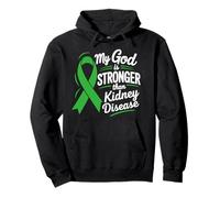 My God Is Stronger Than Kidney Disease Green Awareness Pullover Hoodie