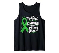 My God is Stronger Than Kidney Disease Green Awareness Tank Top