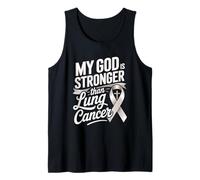 My God is Stronger Than Lung Cancer Awareness Faith Tank Top