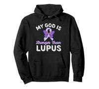 My, God,Is Stronger Than Lupus Awareness Ribbon Purple Faith Pullover Hoodie