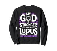 My God is Stronger Than Lupus Purple Ribbon Lupus Awareness Sweatshirt