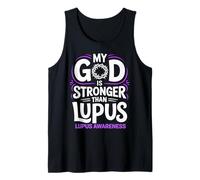 My God is Stronger Than Lupus Purple Ribbon Lupus Awareness Tank Top