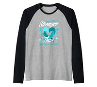 My God is Stronger Than Ovarian Cancer Raglan Baseball Tee