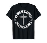 My God Is Stronger Than Parkinson's Disease Awareness Cross T-Shirt