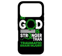 My God Stronger Than Traumatic Brain Injury Awareness Ribbon Case for iPhone 17 Pro
