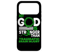 My God Stronger Than Traumatic Brain Injury Awareness Ribbon Case for iPhone 17 Pro Max