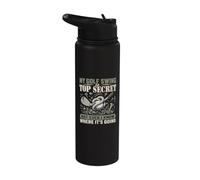 My Golf Swing is Top Secret Not Even I Know Golf Humor Stainless Steel Insulated Water Bottle